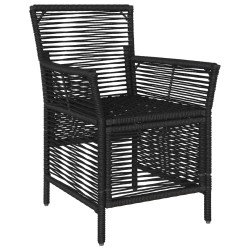 Chaise d'Extérieur avec coussin 4 pcs Noir et Crème polyrotin 631227631227