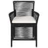 Chaise d'Extérieur avec coussin 4 pcs Noir et Crème polyrotin 631227631227