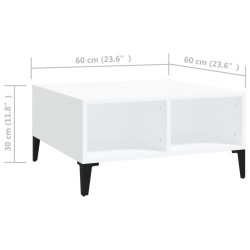 Table basse blanc 60x60x30 cm bois d'ingénierie 631230631230