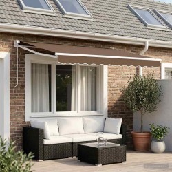 Auvent rétractable Taupe 3,5 x 2 m 100% Polyester et Aluminium 631239631239