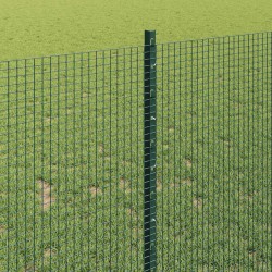 Clôture en fil soudé avec poteaux 25 x 1 m Acier galvanisé Vert 631251631251