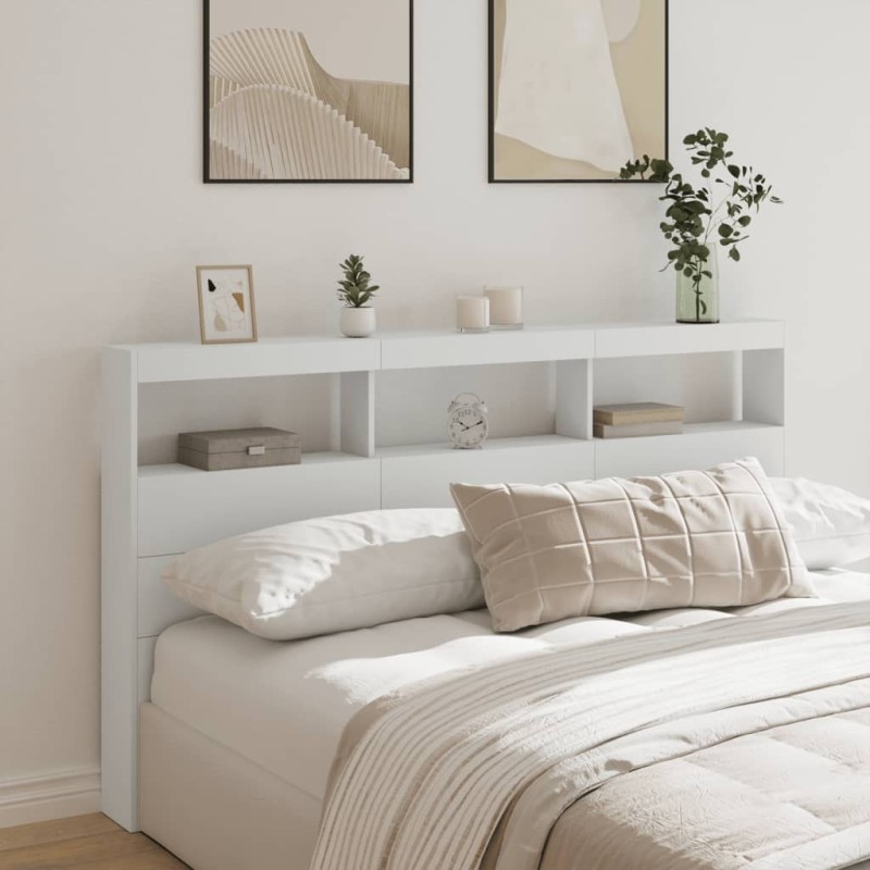 Armoire tête de lit avec LED blanc 180x17x102 cm 631262631262