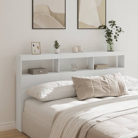 Armoire tête de lit avec LED blanc 180x17x102 cm 631262631262