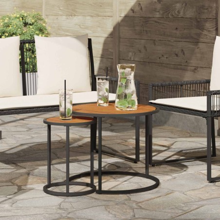Ensemble de tables basses 2 pcs Naturel et noir 55 x 55 x 45 cm 631273631273