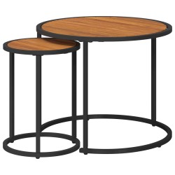 Ensemble de tables basses 2 pcs Naturel et noir 55 x 55 x 45 cm 631273631273