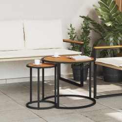 Ensemble de tables basses 2 pcs Naturel et noir 55 x 55 x 45 cm 631273631273