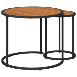 Ensemble de tables basses 2 pcs Naturel et noir 55 x 55 x 45 cm 631273631273