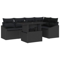 Ensemble de canapé de jardin avec coussin Réglable 6 pcs Noir 631287631287