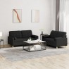 Ensemble de canapés 2 pcs avec coussins noir tissu 631298631298