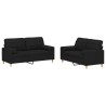 Ensemble de canapés 2 pcs avec coussins noir tissu 631298631298