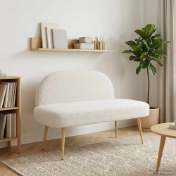 Banc rembourré avec dossier Crème 110 x 60 x 76 cm Bouclé 631300631300