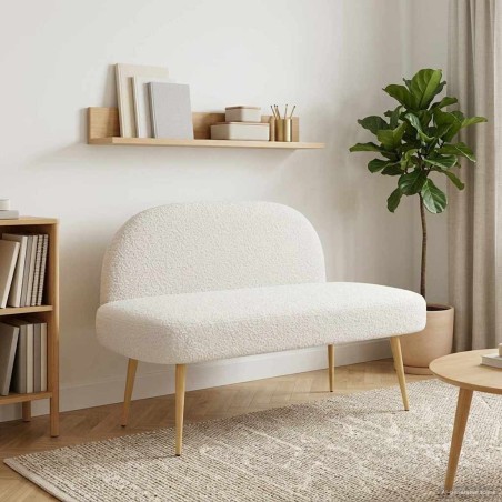 Banc rembourré avec dossier Crème 110 x 60 x 76 cm Bouclé 631300631300