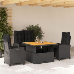 Ensemble à manger de jardin 4 pcs avec coussins noir 631302631302