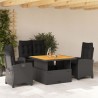 Ensemble à manger de jardin 4 pcs avec coussins noir 631302631302