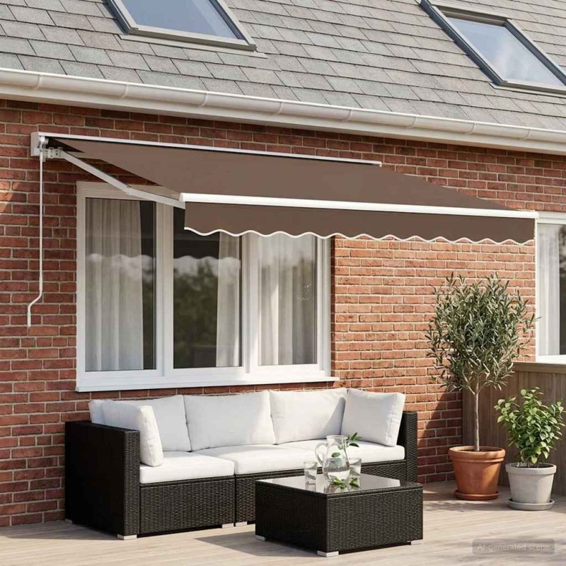 Auvent rétractable Taupe 3,5 x 2 m Polyester et Aluminium 631304631304