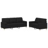 Ensemble de canapés 2 pcs avec coussins noir tissu 631307631307