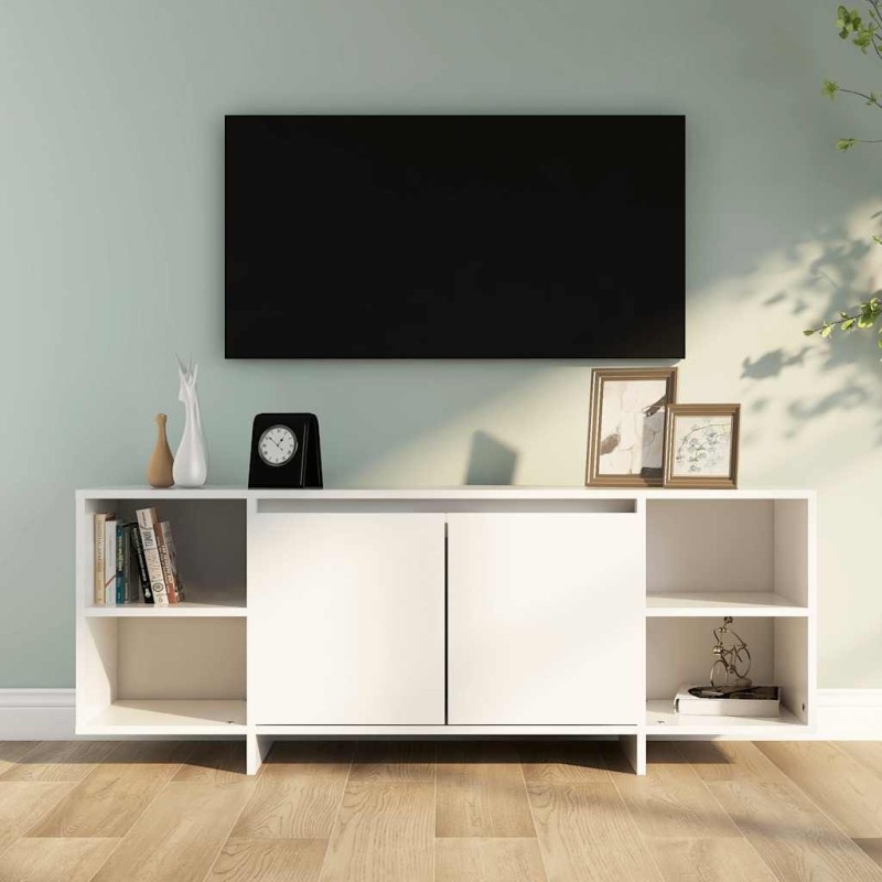 Meuble TV blanc 130x35x50 cm bois d'ingénierie 631309631309