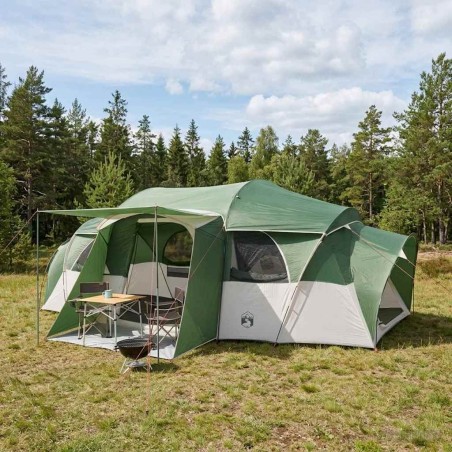 Tente familiale avec auvent imperméable Vert 10 personnes 631313631313