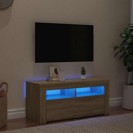 Meuble TV avec lumières LED chêne sonoma 90x35x40 cm 631315631315