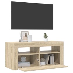 Meuble TV avec lumières LED chêne sonoma 90x35x40 cm 631315631315