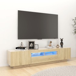Meuble TV avec lumières LED Chêne sonoma 180x35x40 cm 631317631317