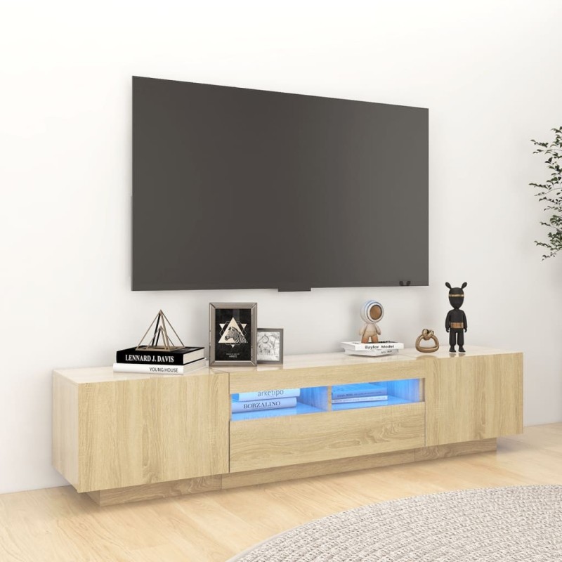 Meuble TV avec lumières LED Chêne sonoma 180x35x40 cm 631317631317