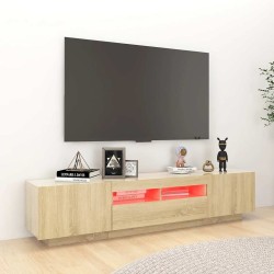 Meuble TV avec lumières LED Chêne sonoma 180x35x40 cm 631317631317