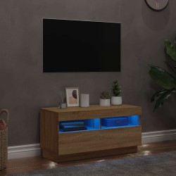 Meuble TV avec lumières LED chêne sonoma 80x35x40 cm 631319631319