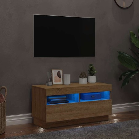 Meuble TV avec lumières LED chêne sonoma 80x35x40 cm 631319631319