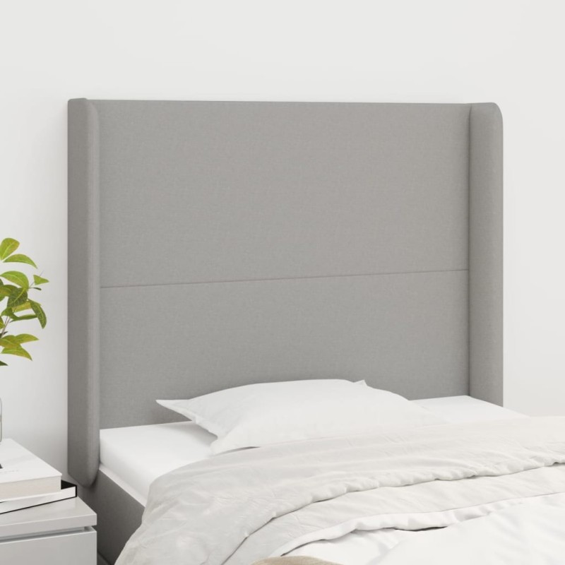 Tête de lit avec oreilles Gris clair 103x16x118/128 cm Tissu 631326631326