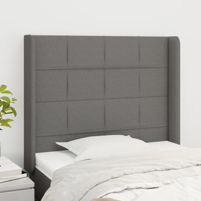 Tête de lit avec oreilles Gris foncé 103x16x118/128 cm Tissu 631327631327