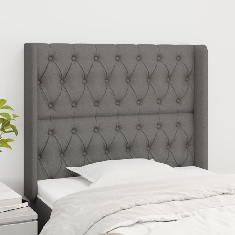 Tête de lit avec oreilles Gris foncé 103x16x118/128 cm Tissu 631332631332