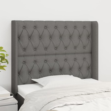 Tête de lit avec oreilles Gris foncé 103x16x118/128 cm Tissu 631332631332