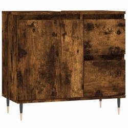Armoire de bain chêne fumé 65x33x60 cm bois d'ingénierie 631336631336