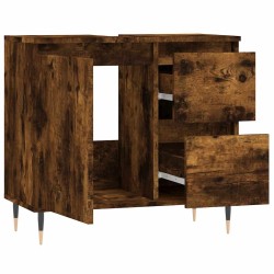Armoire de bain chêne fumé 65x33x60 cm bois d'ingénierie 631336631336