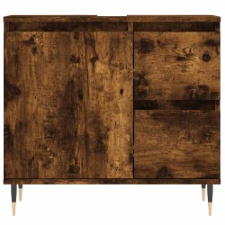 Armoire de bain chêne fumé 65x33x60 cm bois d'ingénierie 631336631336