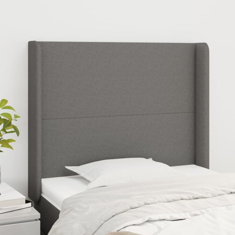 Tête de lit avec oreilles Gris foncé 103x16x118/128 cm Tissu 631337631337