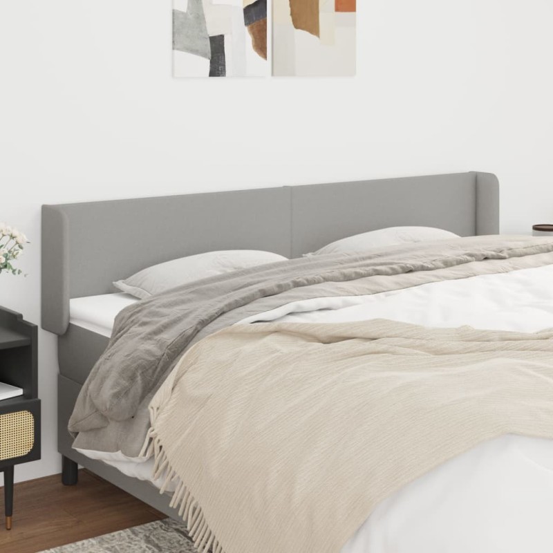 Tête de lit avec oreilles Gris clair 203x16x78/88 cm Tissu 631341631341