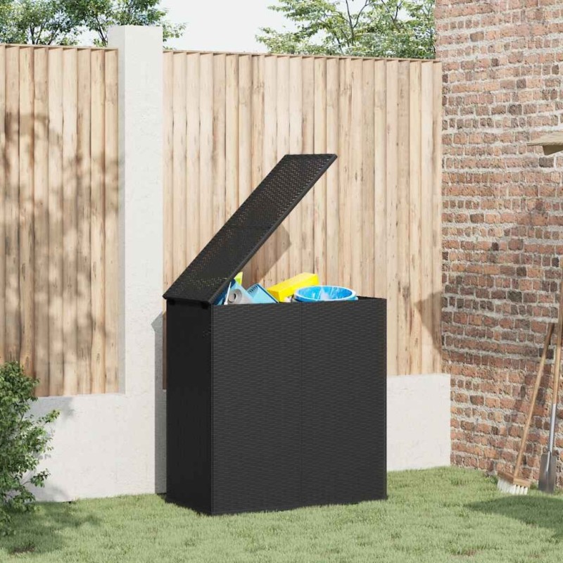Boîte à coussins de jardin Résine tressée 100x49x103,5 cm Noir 631346631346