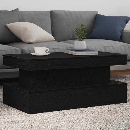 Table basse avec lumières LED chêne noir 90x50x40 cm 631383631383