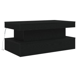 Table basse avec lumières LED chêne noir 90x50x40 cm 631383631383