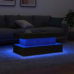 Table basse avec lumières LED chêne noir 90x50x40 cm 631383631383