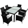 Ensemble à manger d'extérieur 7 pcs et coussins résine tressée 631391631391