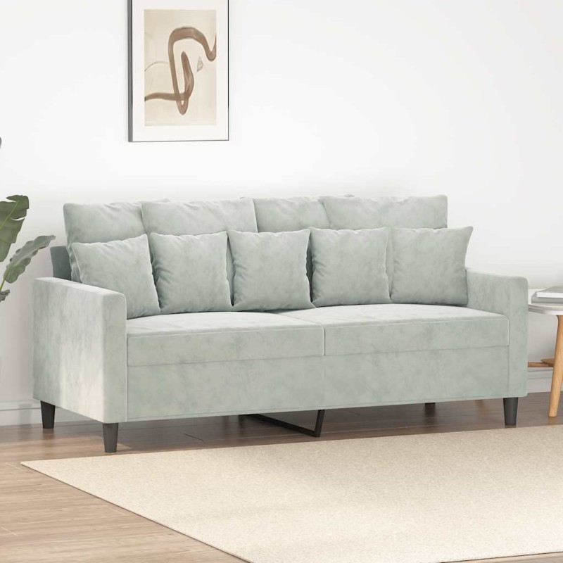 Canapé à 2 places Gris clair 140 cm Velours 631395631395