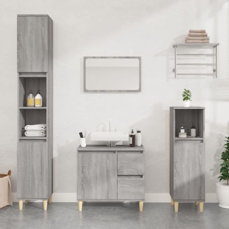 Armoire salle de bain sonoma gris 30x30x100 cm 631434631434