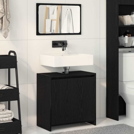 Cabinet de salle de bain avec porte Chêne noir 60 x 33 x 60 cm 631441631441