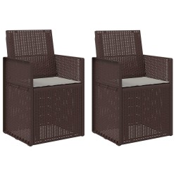 Chaises de jardin salle à manger 2 pcs Marron et gris clair PP 631446631446