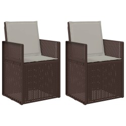 Chaises de jardin salle à manger 2 pcs Marron et gris clair PP 631447631447
