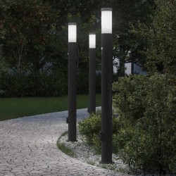 Bornes lumineuses avec détecteur et prise lot de 3 110 cm acier inoxydable IP44 631452631452
