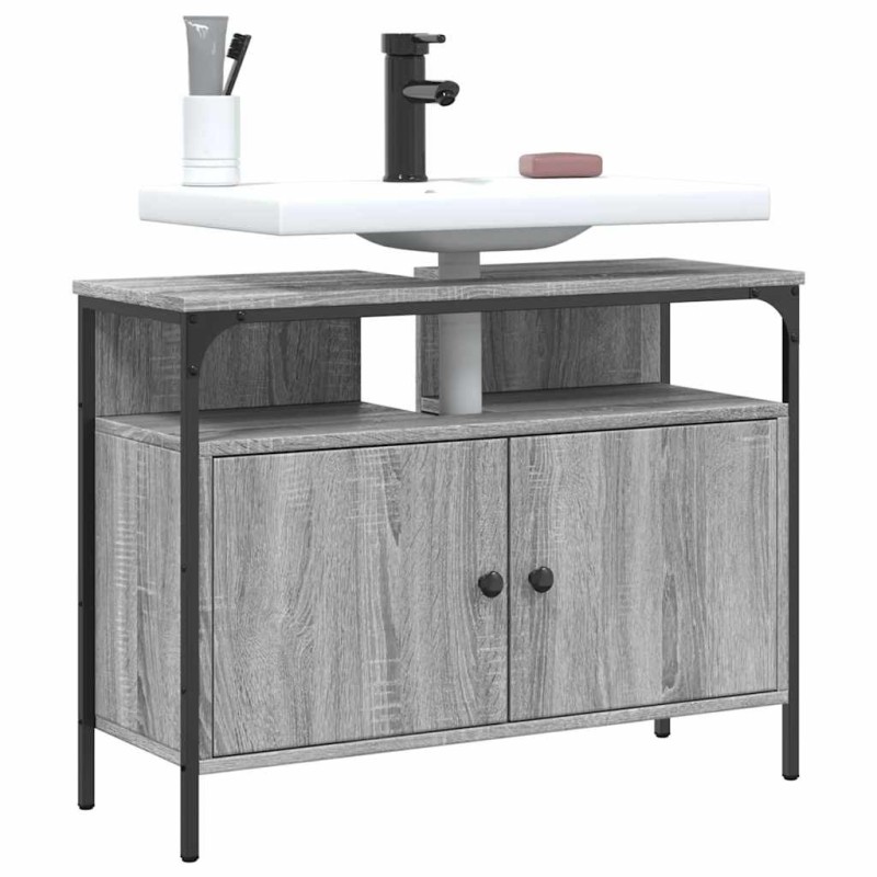 Armoire lavabo de salle de bain sonoma gris 80x30x60 cm 631461631461